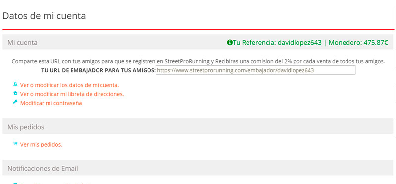 dinero cuenta streetprorunning