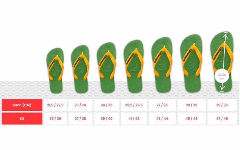 Sizes of havaianas store slippers